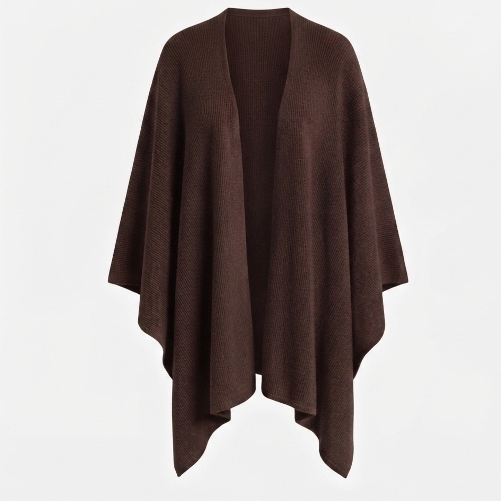 Peruvian Soul Alpaca Blend Brown Shawl Wrap Poncho Cape Ruana Horn Toggle Pin